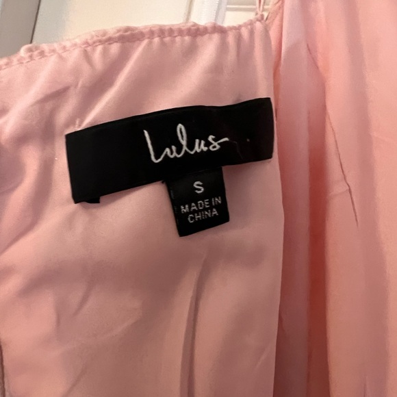 Lulus Remarkable Beauty Blush Pink Floral Satin Ruffled Midi Dress - Picture 5 of 5